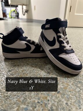 Nike Navy Blue & White High-Top Sneakers